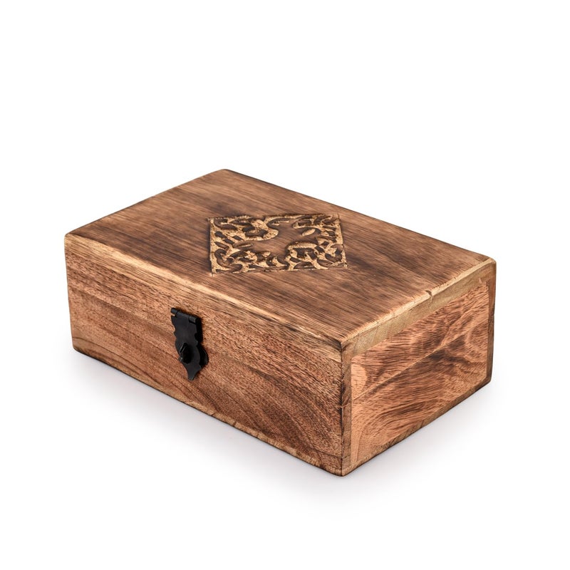 NIRMAN Handmade Wooden Jewellery Trinket Box Keepsake Storage Organizer with Hand Carved Celtic Design - Image 5